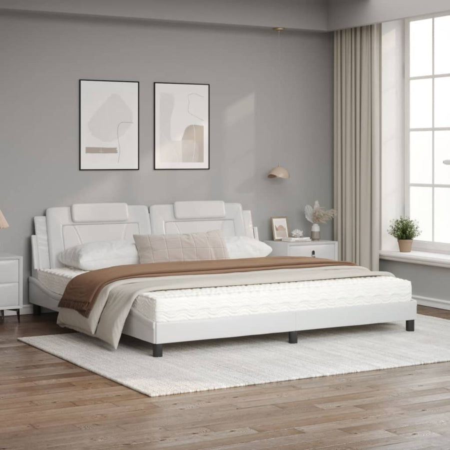Bed met matras kunstleer wit 200x200 cm