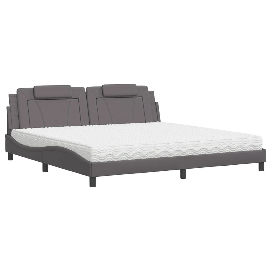 Bed met matras kunstleer grijs 200x200 cm
