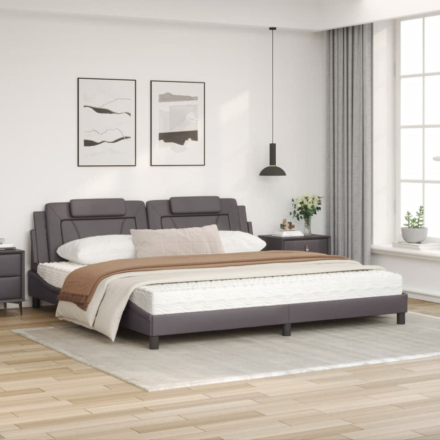 Bed met matras kunstleer grijs 200x200 cm