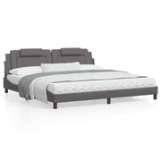 Bed met matras kunstleer grijs 200x200 cm