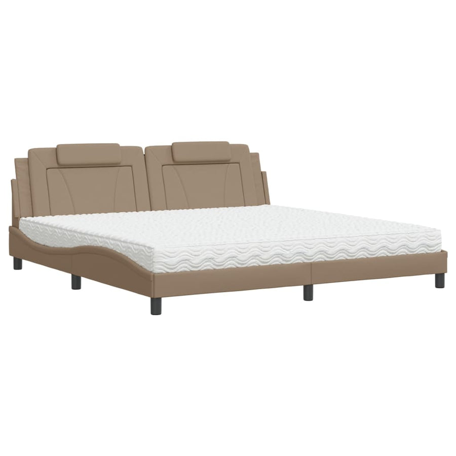 Bed "Viana" met matras kunstleer cappuccinokleurig 200x200 cm