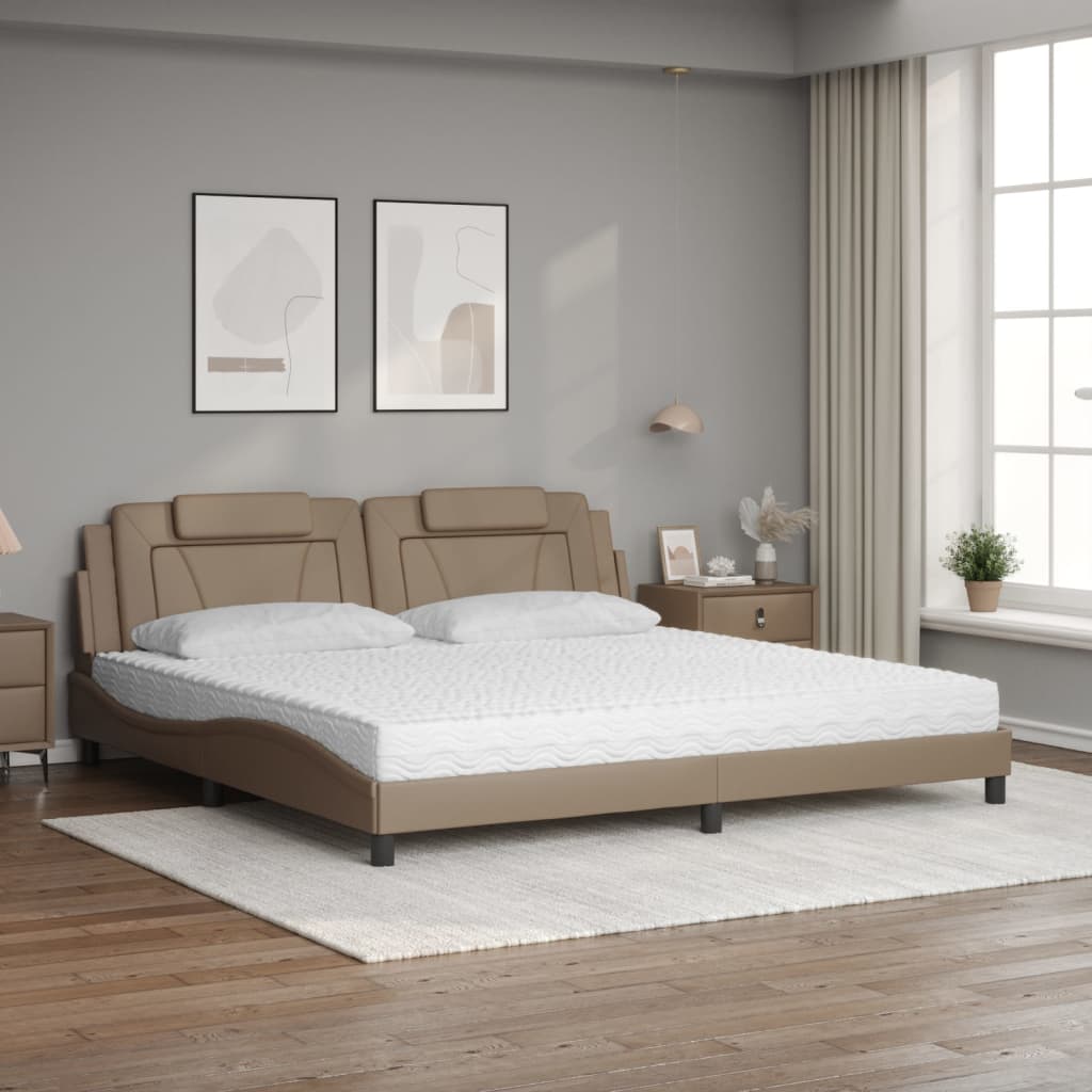 Bed "Viana" met matras kunstleer cappuccinokleurig 200x200 cm