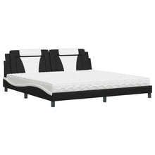 Bed Met Matras Kunstleer 200 x 200 cm Zwart en wit