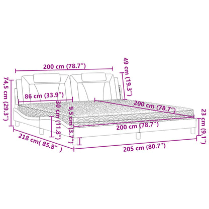 Bed Met Matras Kunstleer 200 x 200 cm Zwart en wit