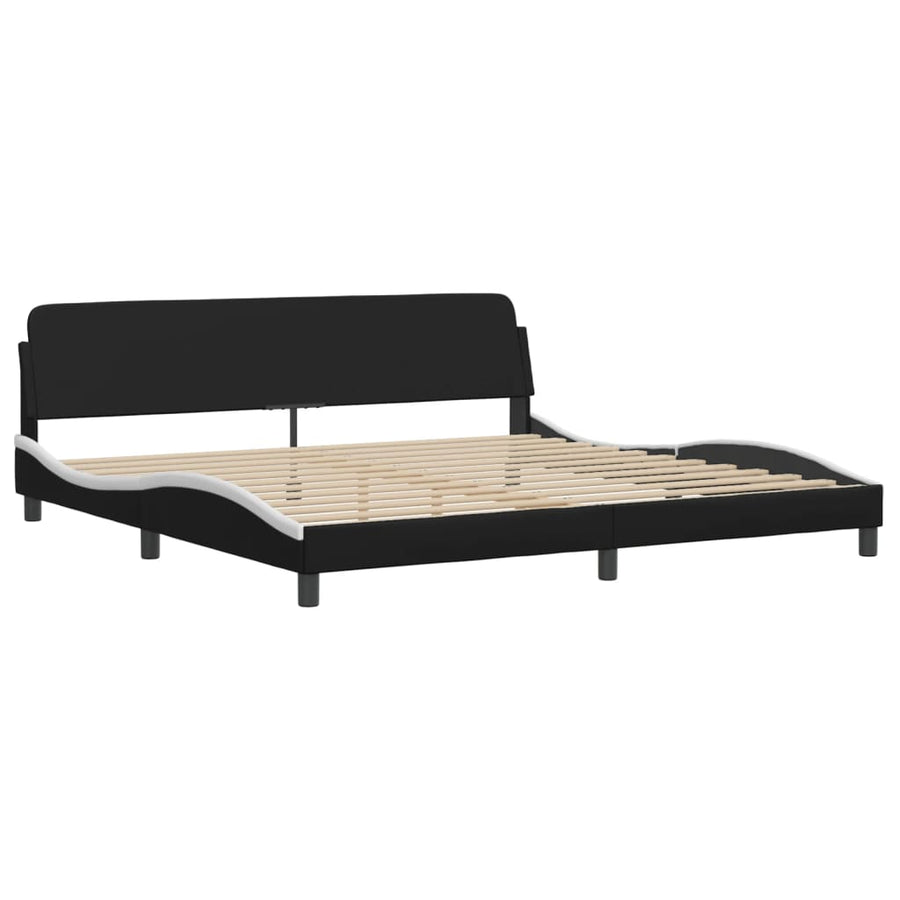 Bed Met Matras Kunstleer 200 x 200 cm Zwart en wit