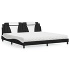 Bed met matras 200x200 cm kunstleer zwart wit