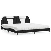 Bed met matras 200x200 cm kunstleer zwart wit