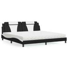 Bed Met Matras Kunstleer 200 x 200 cm Zwart en wit
