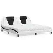 Bed 200x200 cm kunstleer wit zwart