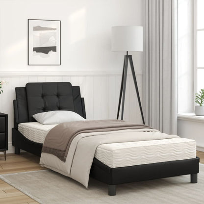 Bed met matras kunstleer zwart 80x200 cm