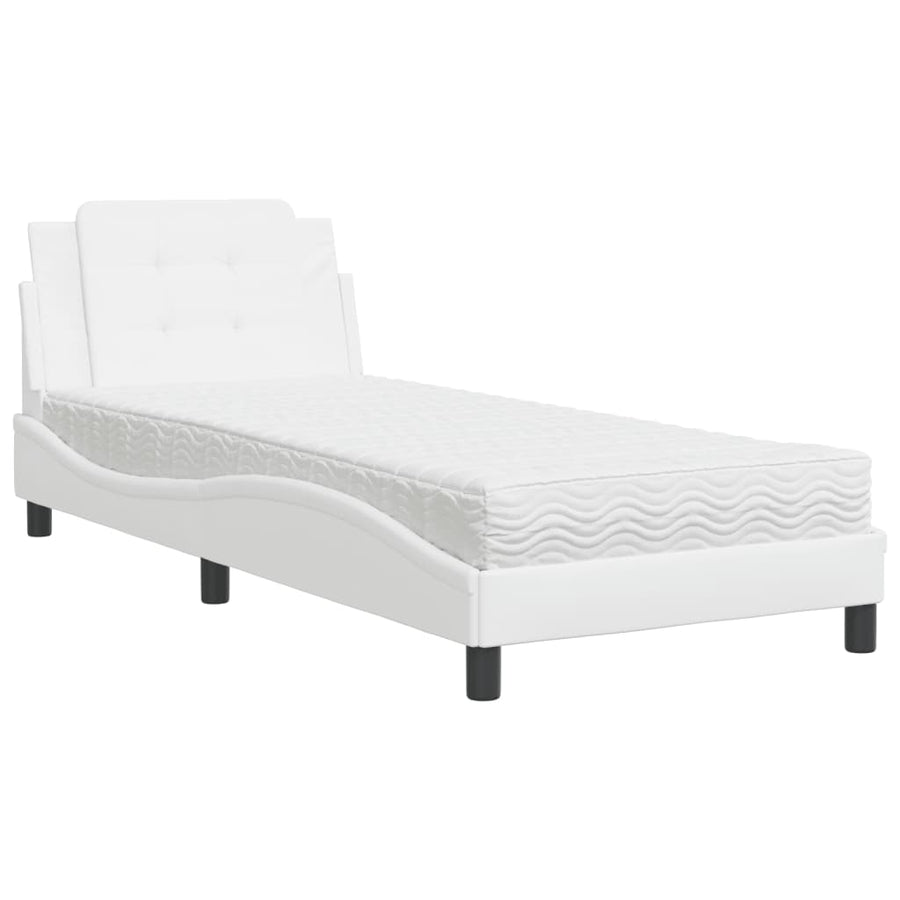 Bed met matras kunstleer wit 80x200 cm