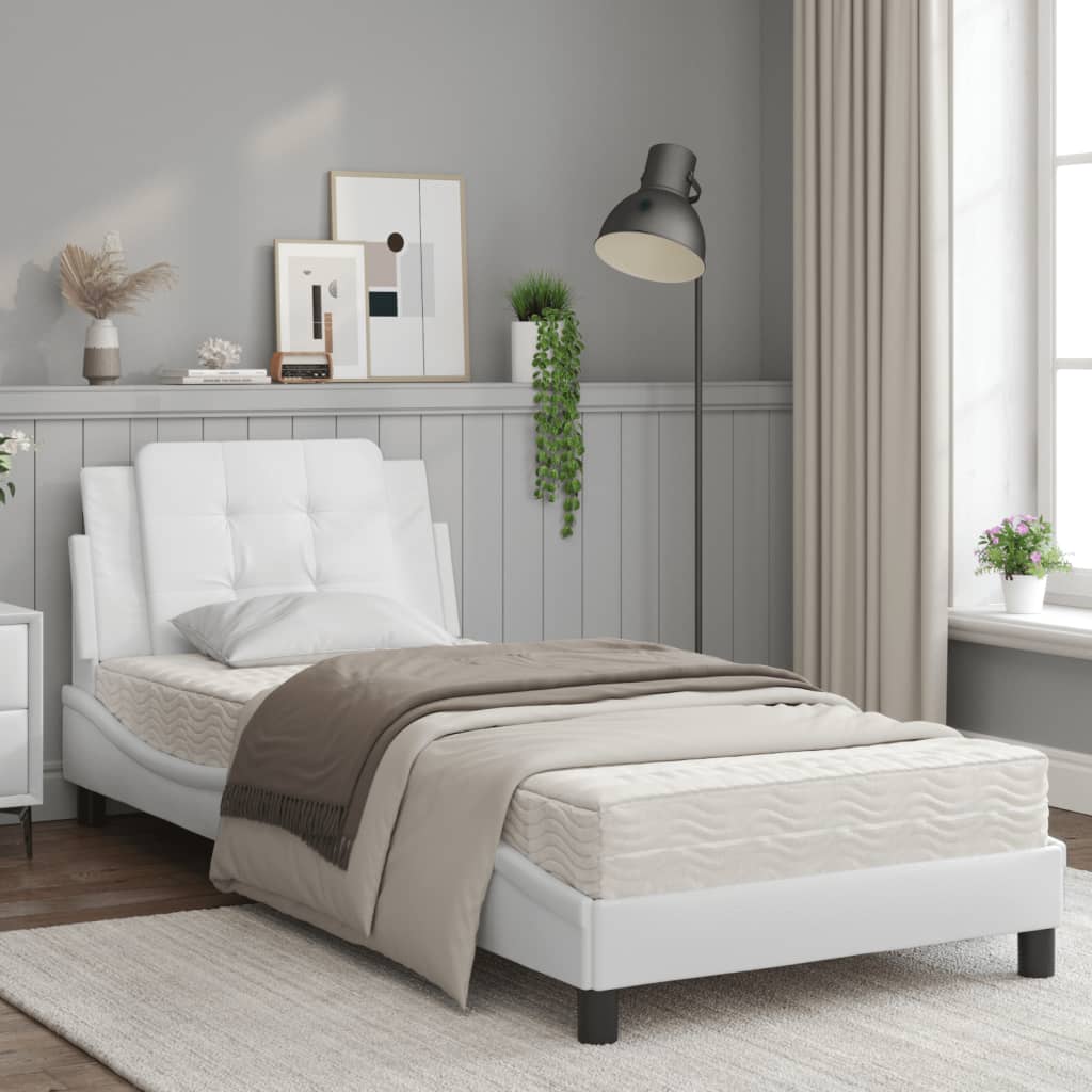 Bed met matras kunstleer wit 80x200 cm