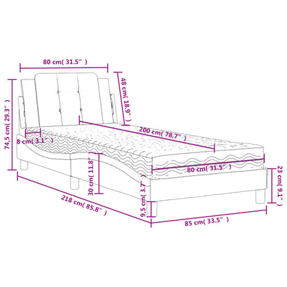 Bed met matras kunstleer grijs 80x200 cm