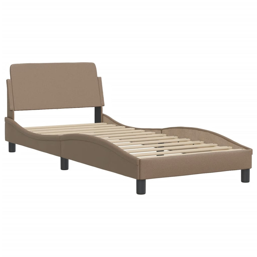 Bed met matras kunstleer cappuccinokleurig 80x200 cm