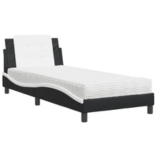 Bed met matras kunstleer zwart en wit 80x200 cm
