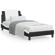 Bedframe kunstleer zwart wit 80x200 cm