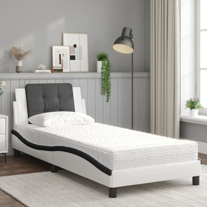 Bed Met Matras Kunstleer En 80 x 200 cm Wit en zwart