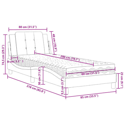 Bed Met Matras Kunstleer En 80 x 200 cm Wit en zwart