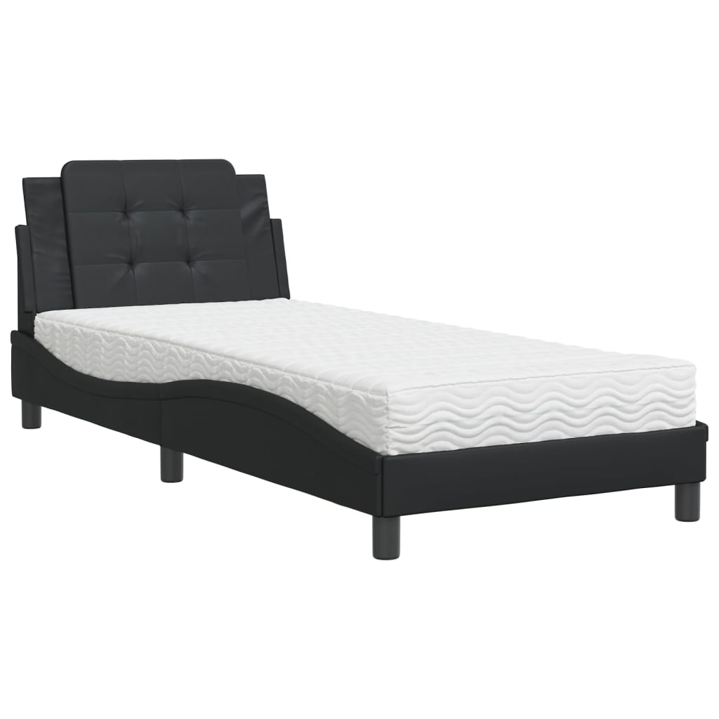 Bed met matras kunstleer zwart 90x190 cm
