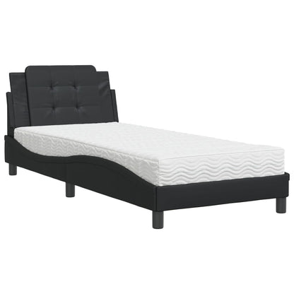 Bed met matras kunstleer zwart 90x190 cm