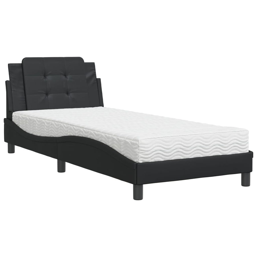 Bed met matras kunstleer zwart 90x190 cm