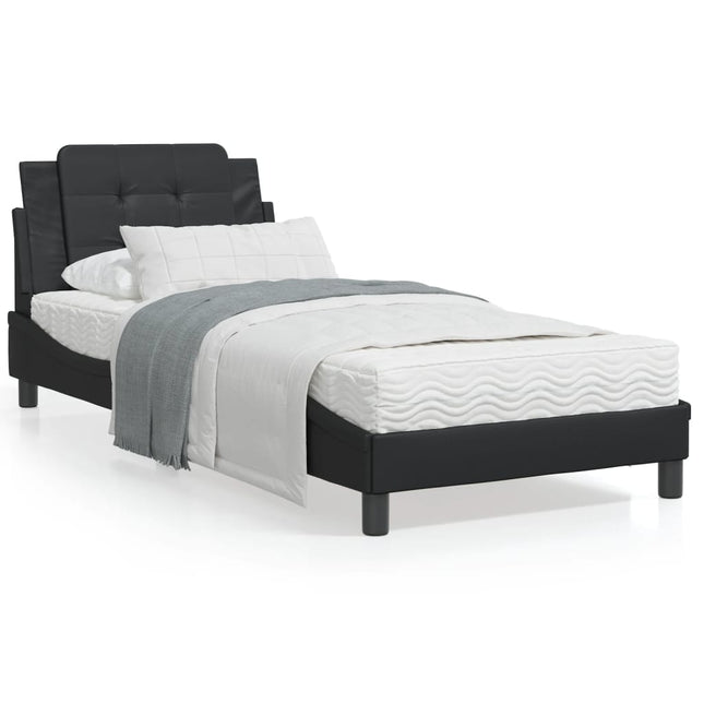 Bed met matras kunstleer zwart 90x190 cm