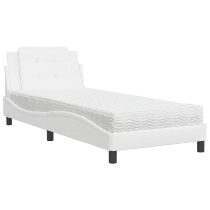Bed met matras kunstleer wit 90x190 cm