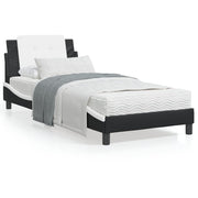 Bedframe 90x190 cm kunstleer zwart wit