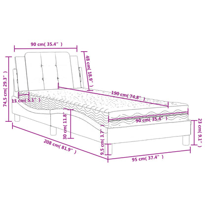 Bed met matras kunstleer wit en zwart 90x190 cm