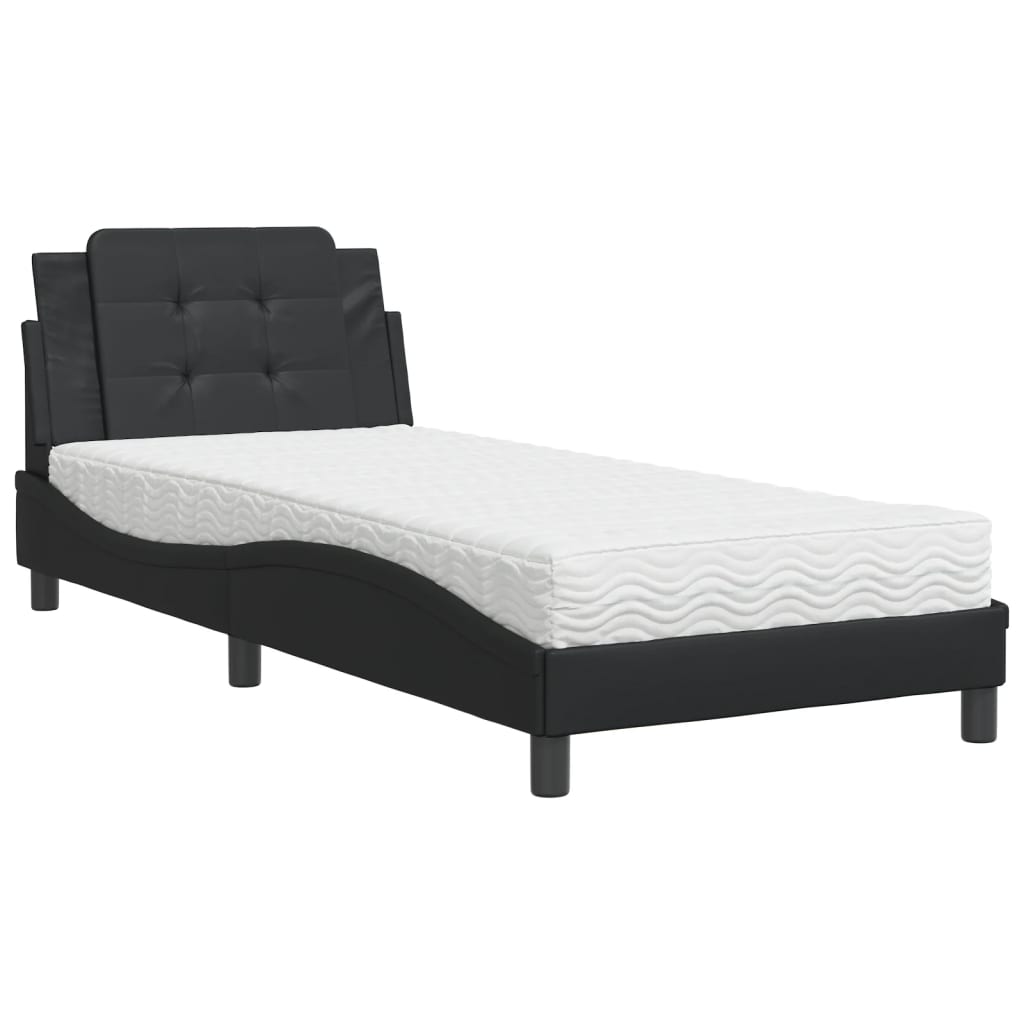 Bed met matras kunstleer zwart 90x200 cm