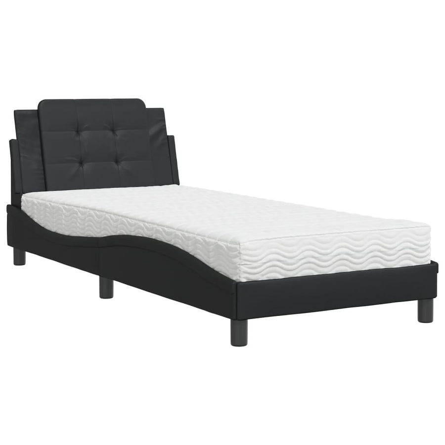 Bed met matras kunstleer zwart 90x200 cm