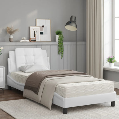 Bed met matras kunstleer wit 90x200 cm
