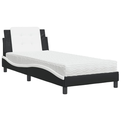 Bed met matras kunstleer zwart en wit 90x200 cm
