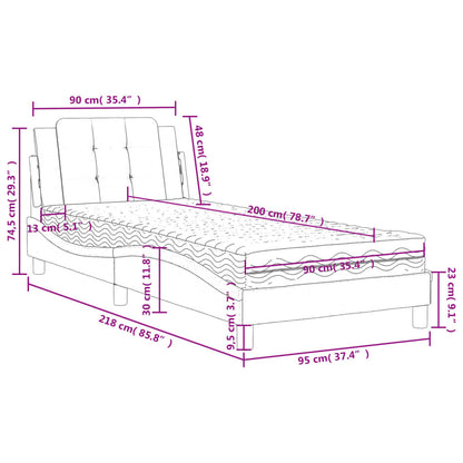 Bed met matras kunstleer zwart en wit 90x200 cm