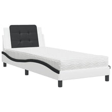 Bed met matras kunstleer zwart en wit 90x200 cm