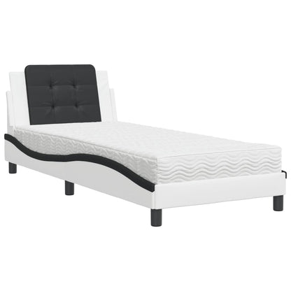 Bed met matras kunstleer zwart en wit 90x200 cm