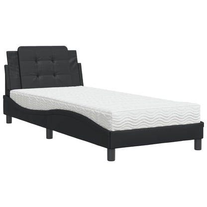 Bed met matras kunstleer zwart 100x200 cm