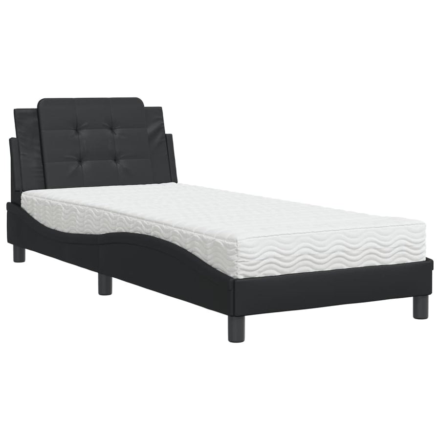 Bed met matras kunstleer zwart 100x200 cm
