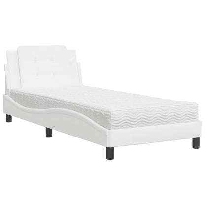 Bed met matras kunstleer wit 100x200 cm