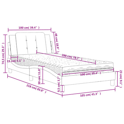 Bed met matras kunstleer wit en zwart 100x200 cm
