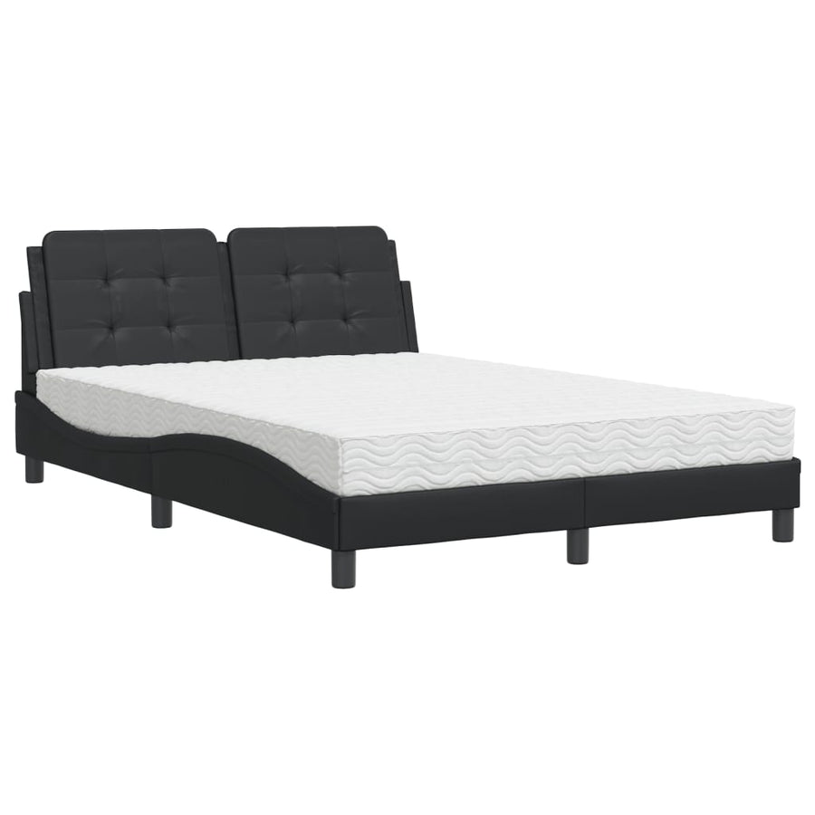 Bed met matras kunstleer zwart 120x200 cm