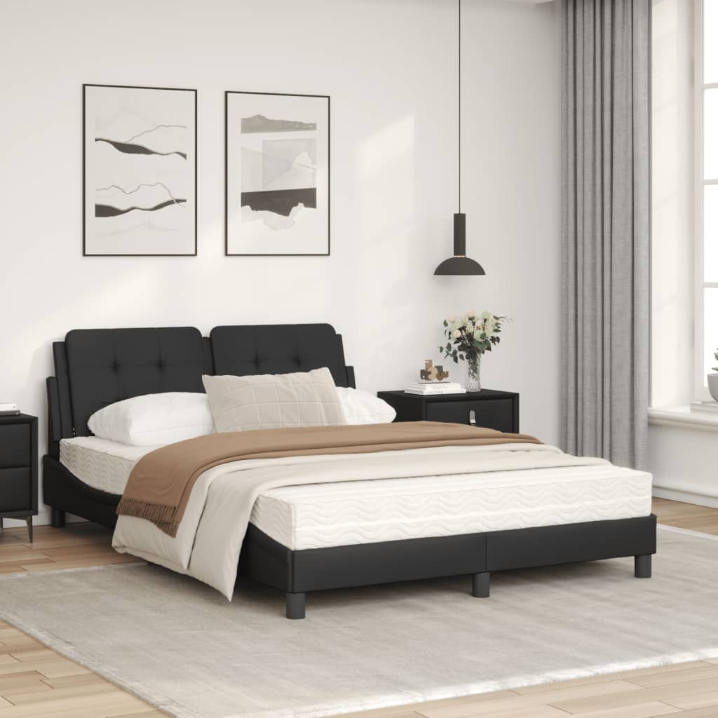 Bed met matras kunstleer zwart 120x200 cm