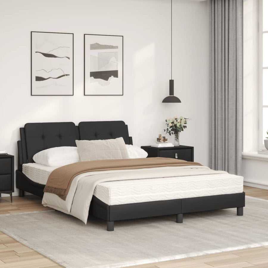 Bed met matras kunstleer zwart 120x200 cm
