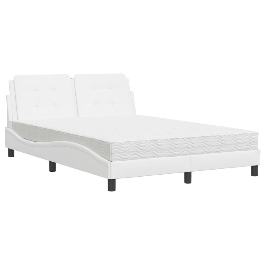 Bed met matras kunstleer wit 120x200 cm