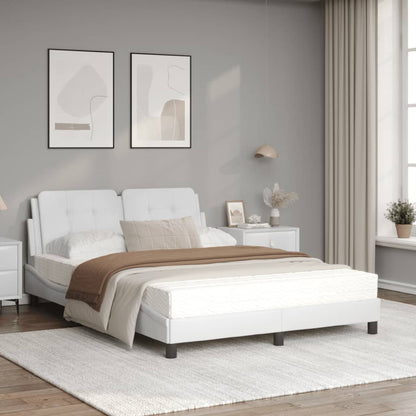 Bed met matras kunstleer wit 120x200 cm
