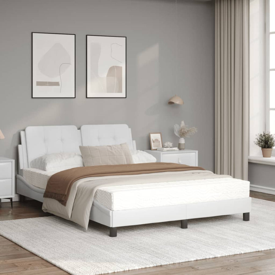 Bed met matras kunstleer wit 120x200 cm