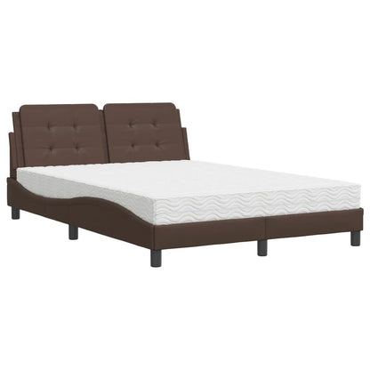 Bed met matras kunstleer bruin 120x200 cm