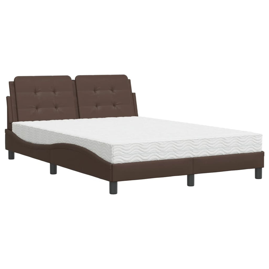 Bed met matras kunstleer bruin 120x200 cm