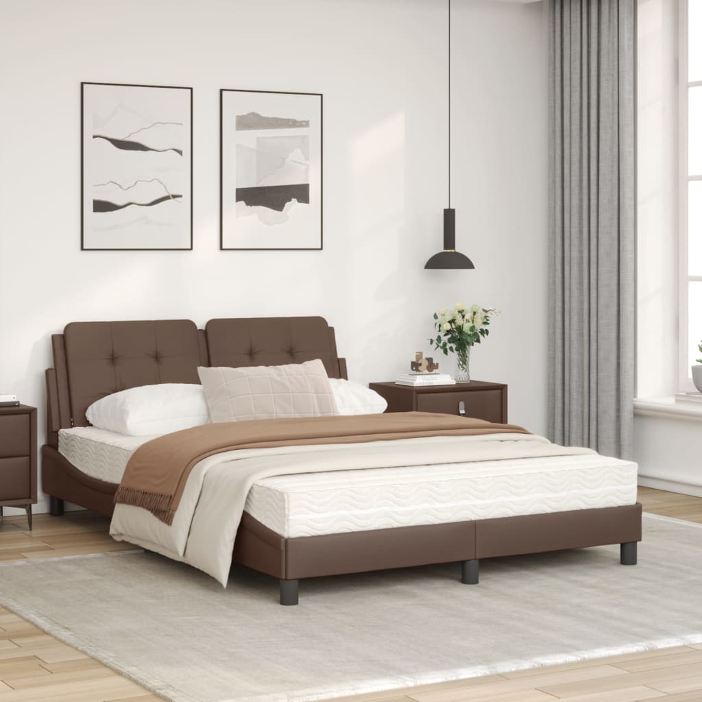 Bed met matras kunstleer bruin 120x200 cm