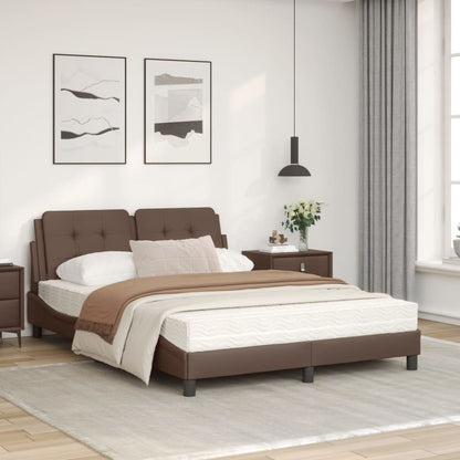 Bed met matras kunstleer bruin 120x200 cm